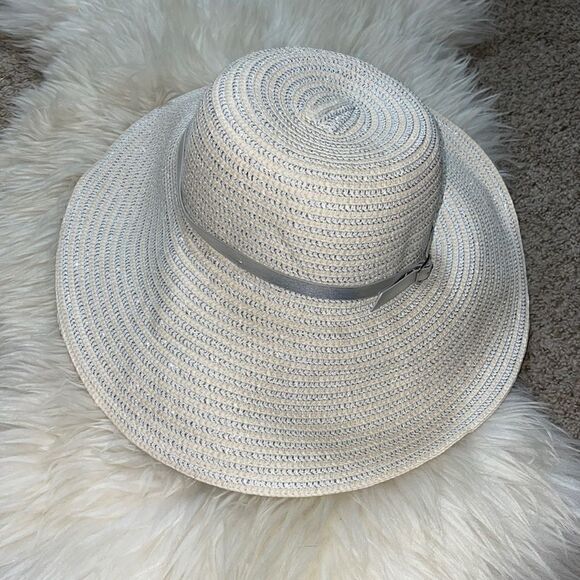 August Hats company straw Hat with silver metallic leather belt large summer‎ main image 4